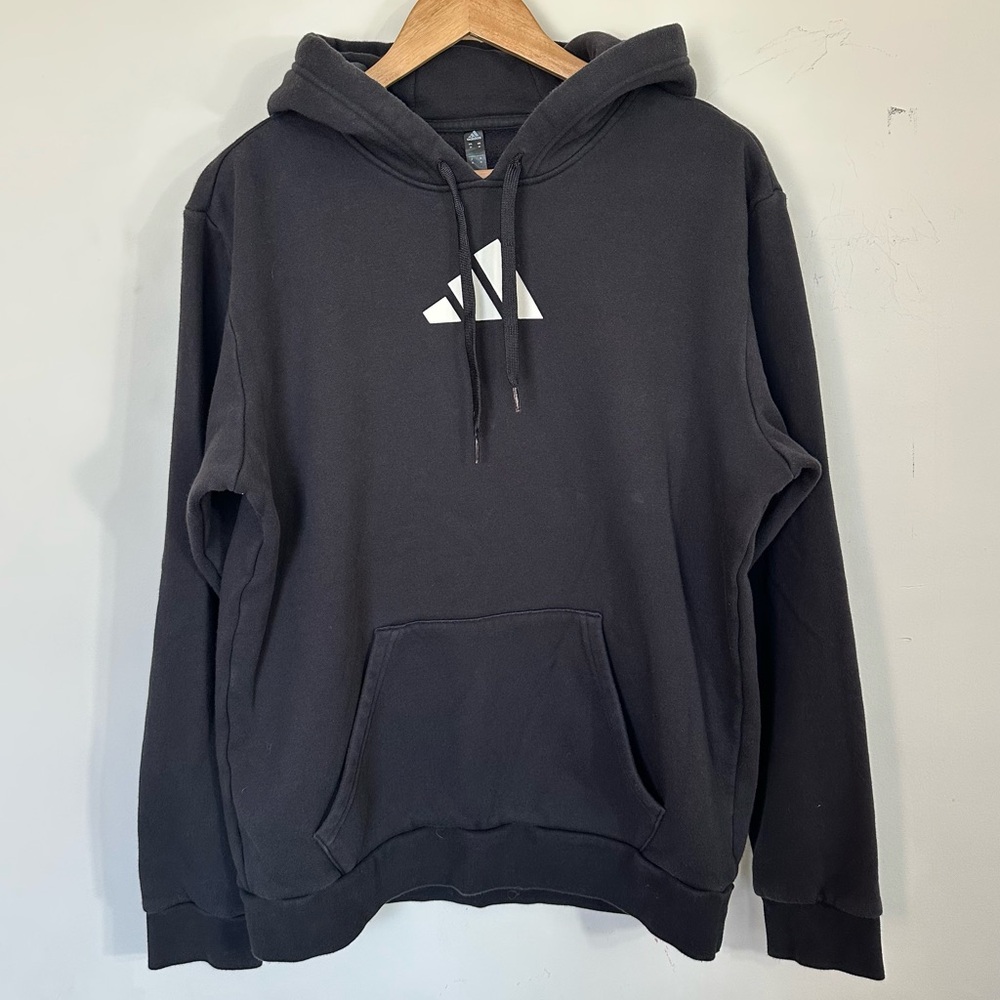 Adidas Worldwide Soccer Hoodie Pullover Classic Logo Black Kangaroo Pocket M